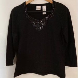 Emma James Long-Sleeve Black Top